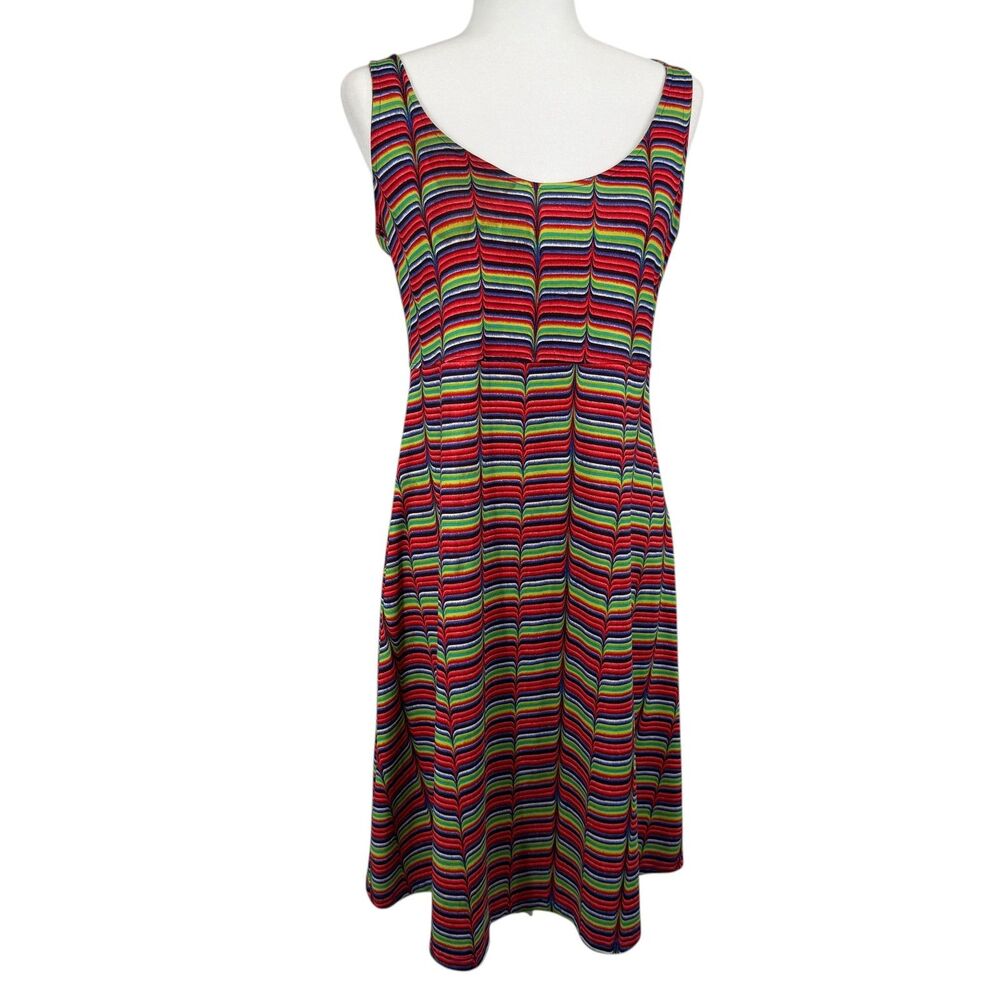 Columbia Athletic Dress Size L Omni Wick Rainbow Striped Crossover Back
